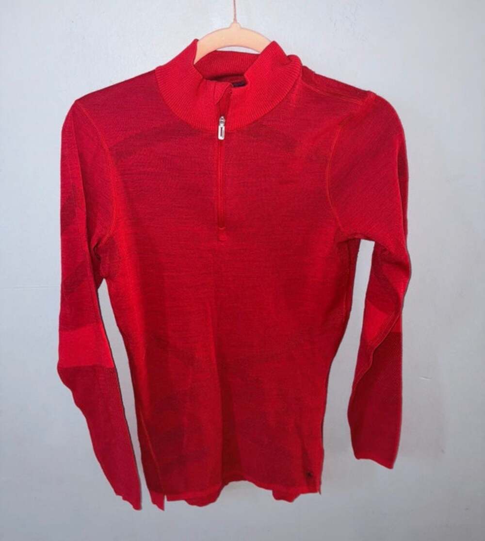 Smartwool Women's Intraknit 200 Thermal Merino Base Layer 1/4 Zip Red Medium